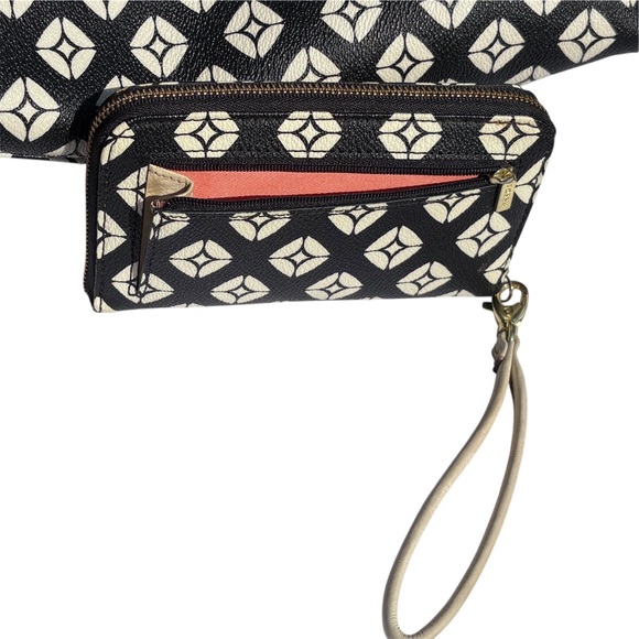 Fossil Sydney Geometric Diamond Shopper Tote Bag Purse & Matching Wallet - Picture 10 of 16